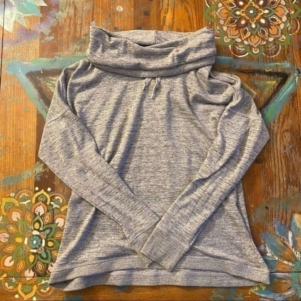 Gerry Women's Drawstring Cowl Role Neck Grey Pullover Sweater Size Large